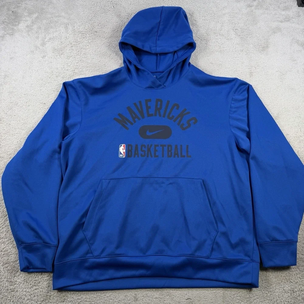 Nike Dallas Mavericks Hoodie Mens Large Blue Dri-Fit Basketball NBA Pullover